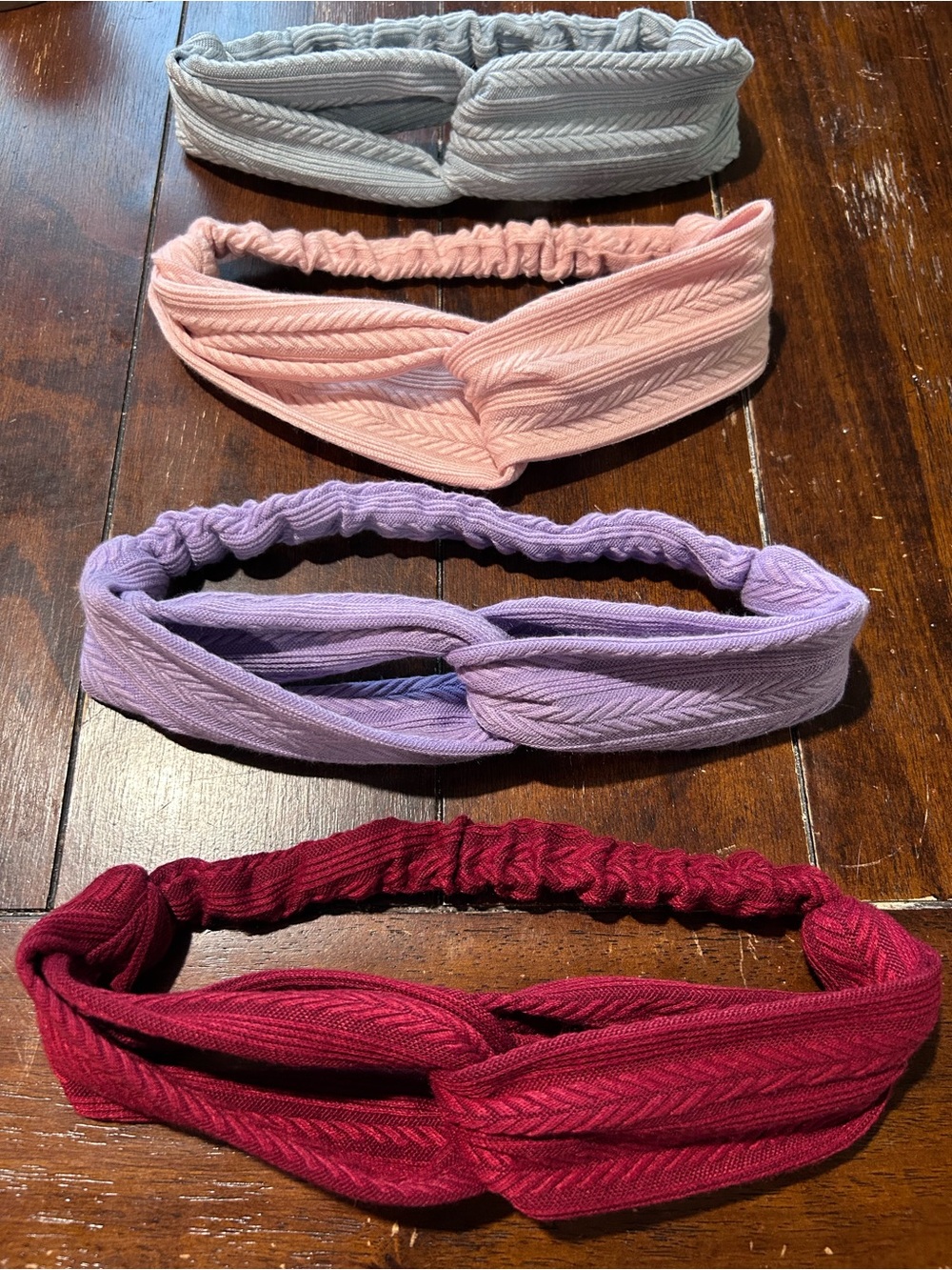 Women's Knit Twist Headbands - Set of 4 (Blue, Pink, Lavender, Burgundy)